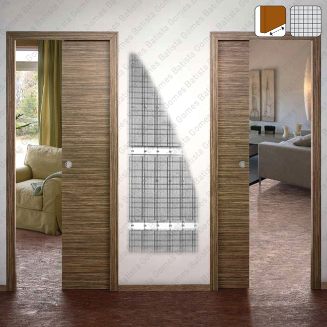 Estrutura/Cassete BOXKEL MITO para portas correr 2 folhas OPOSTAS - Reboco / Gesso